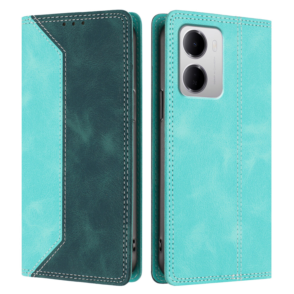 ( / Dark ) Phone Cover For Xiaomi Redmi 15A 5G Leather Case Skin Touch Color Splicing Rfid Blocking Wallet Sta Green 6914299922827