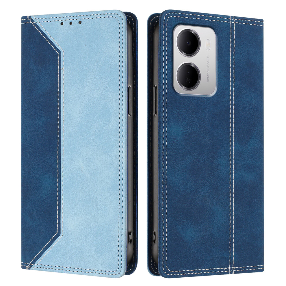 (Dark / ) Phone Cover For Xiaomi Redmi 15A 5G Leather Case Skin Touch Color Splicing Rfid Blocking Wallet Sta Blue 6914299799733