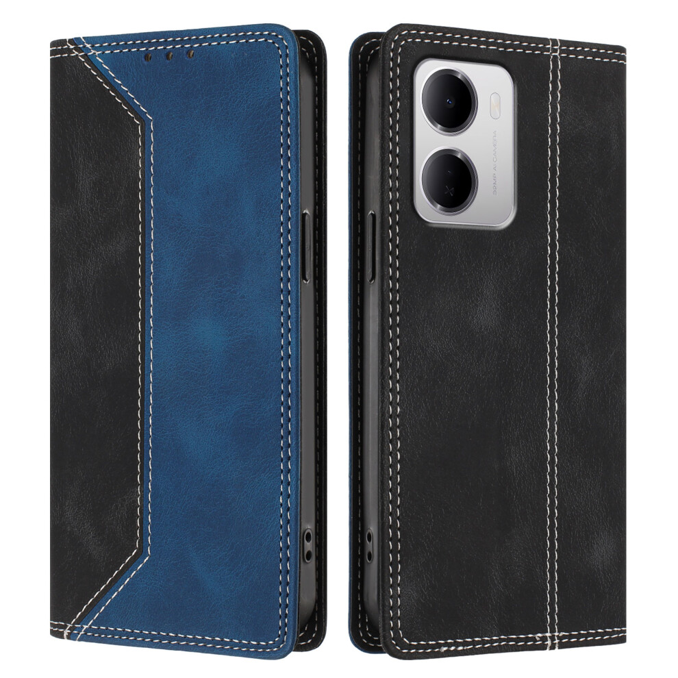 (Black / Dark Blue) Phone Cover For Xiaomi Redmi 15A 5G Leather Case Skin Touch Color Splicing Rfid Blocking Wallet Sta Blue,Black 6914299356028