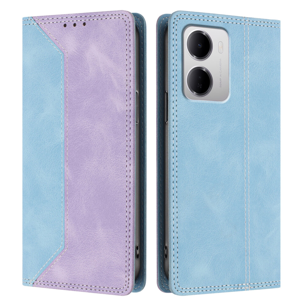 (Blue / Purple) Phone Cover For Xiaomi Redmi 15A 5G Leather Case Skin Touch Color Splicing Rfid Blocking Wallet Sta Blue,Purple 6914295956703