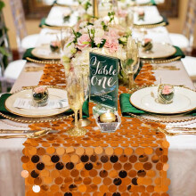 Runner da tavola rettangolare con paillettes e glitter, 12x108 pollici