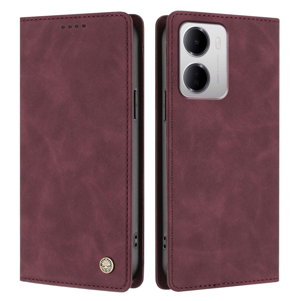 (Wine ) Phone Cover For Xiaomi Mi 15A 5G Case Hx Rfid Blocking Wallet Stand Leather Flip Phone Cover Red 6914295797764