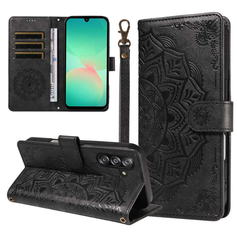 (Black) Phone Cover For Samsung Galaxy A16 5G / Galaxy A16 4G / Galaxy A17 5G / Galaxy A26 5G Wallet Case E Black 6914299039792
