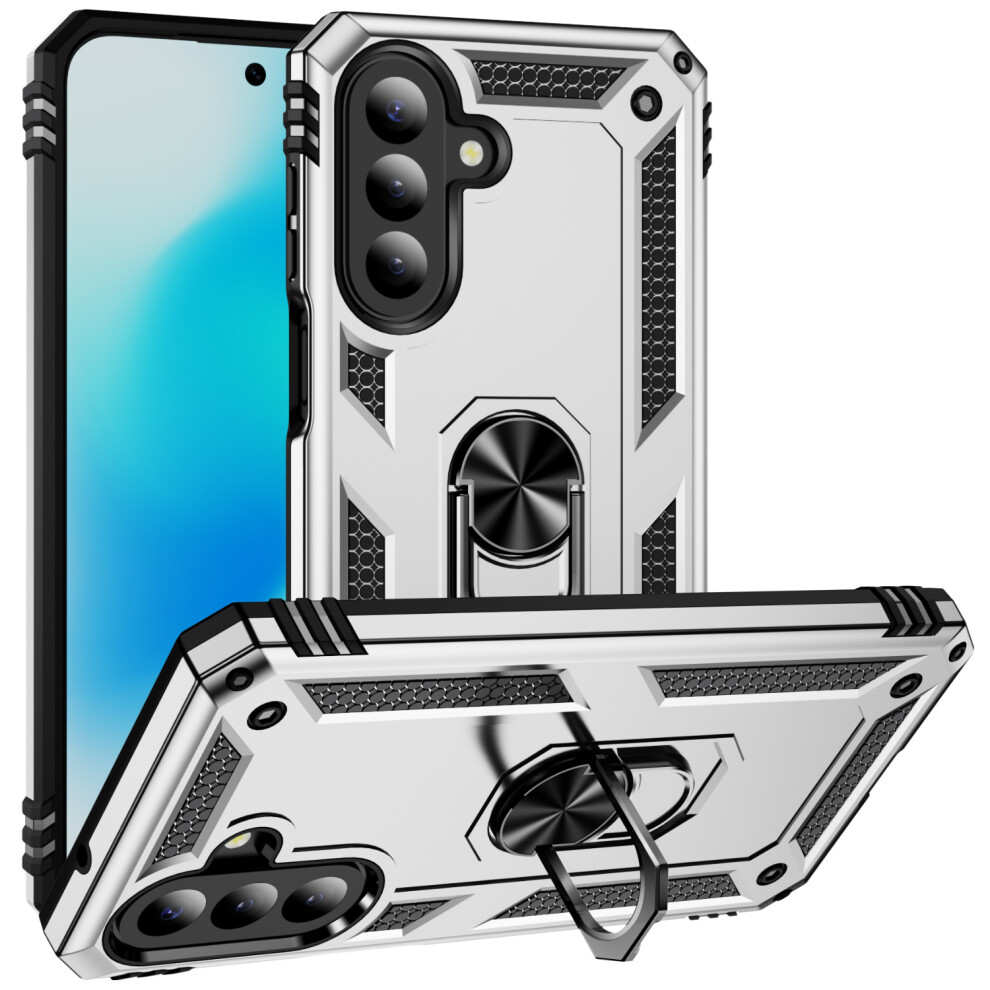 (Silver) Phone Cover For Samsung Galaxy A27 Case Pc + Tpu Phone Cover With Kickstand Silver 6914299035886