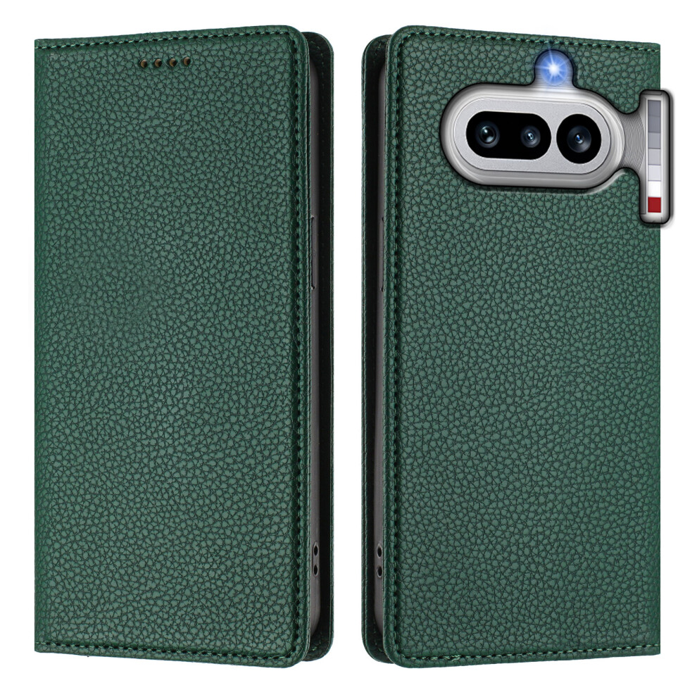 (Dark ) Phone Cover For Nothing Phone (4A) Wallet Case Rfid Blocking Litchi Texture Leather Mobile Cover Green 6914293225979