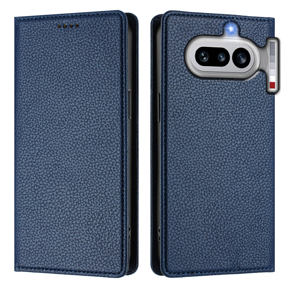 (Dark ) Phone Cover For Nothing Phone (4A) Wallet Case Rfid Blocking Litchi Texture Leather Mobile Cover Blue 6914291534363