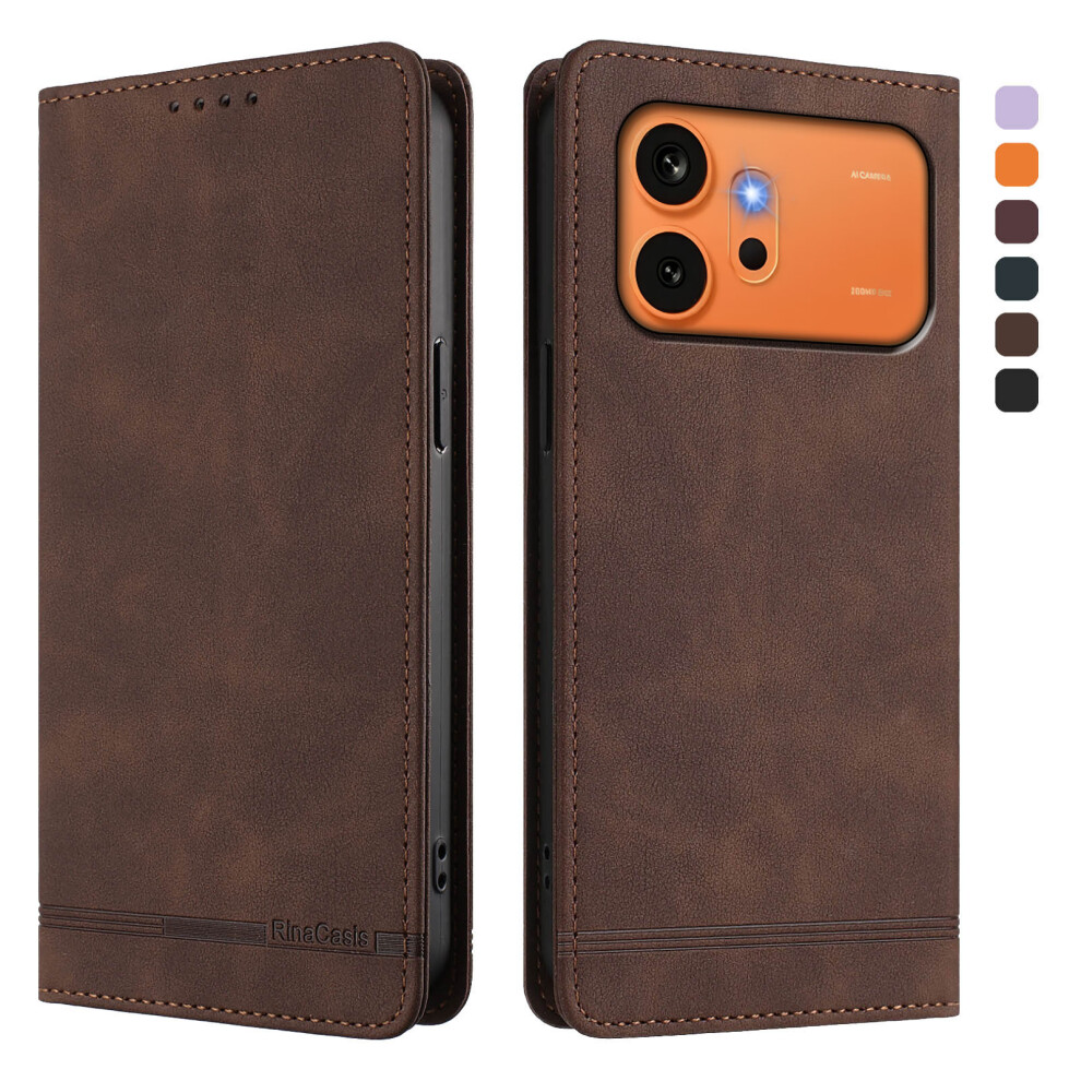 (Brown) Phone Cover For Honor 600 Pro 5G / Honor 600 5G Case Rinacasis Rc23 Rfid Blocking Wallet Stand Pu L Brown 6914298477168