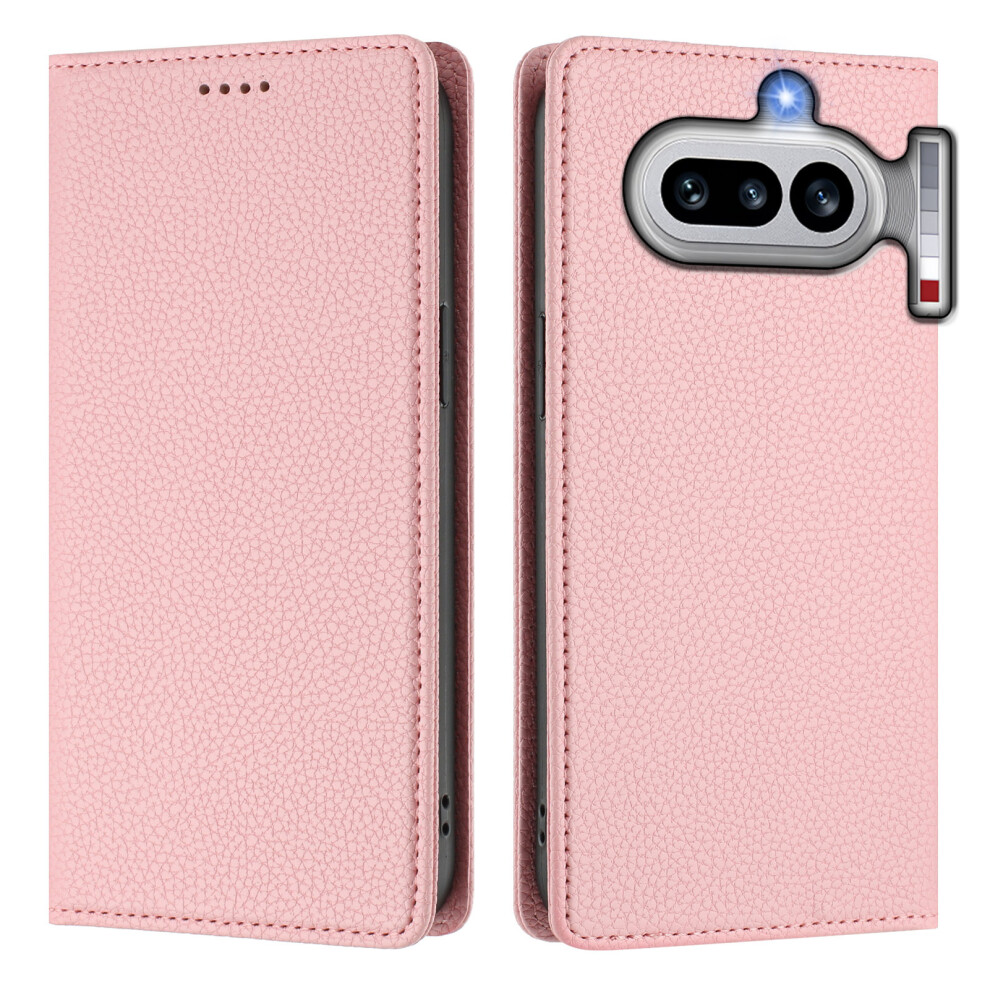 (Pink) Phone Cover For Nothing Phone (4A) Wallet Case Rfid Blocking Litchi Texture Leather Mobile Cover Pink 6914293158949