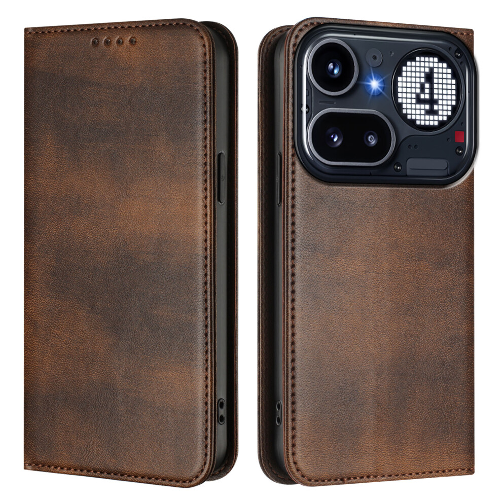 (Brown) Phone Cover For Nothing Phone (4A) Pro Wallet Cases Retro Texture Rfid Blocking Leather Phone Cover Brown 6914293398819