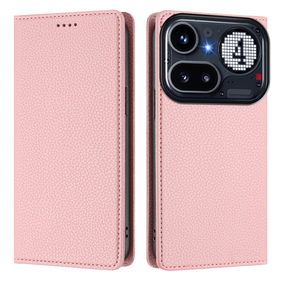 (Pink) Phone Cover For Nothing Phone (4A) Pro Wallet Case Rfid Blocking Litchi Texture Leather Mobile Cove Pink 6914293139542