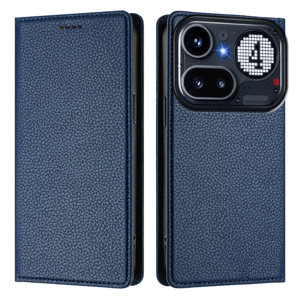 (Dark ) Phone Cover For Nothing Phone (4A) Pro Wallet Case Rfid Blocking Litchi Texture Leather Mobile Cove Blue 6914294359451