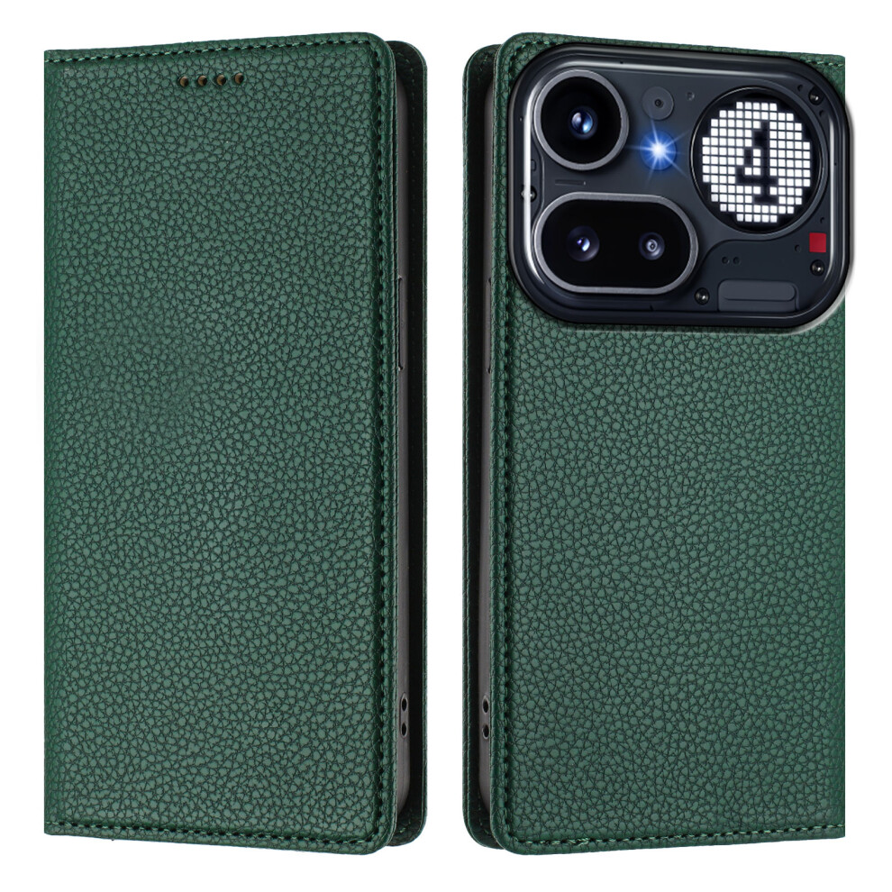 (Dark ) Phone Cover For Nothing Phone (4A) Pro Wallet Case Rfid Blocking Litchi Texture Leather Mobile Cove Green 6914296686166