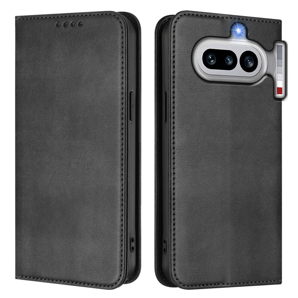 (Black) Phone Cover For Nothing Phone (4A) Wallet Cases Retro Texture Rfid Blocking Leather Phone Cover Black 6914296946222