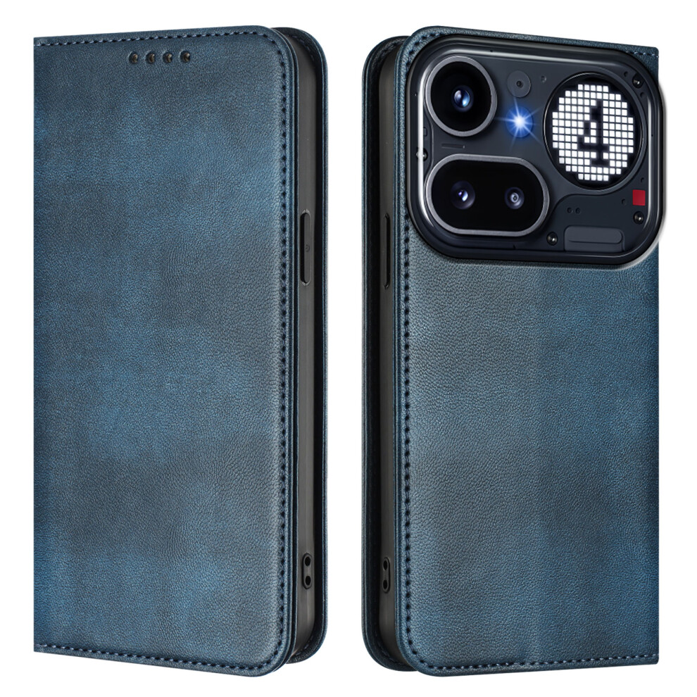 (Blue) Phone Cover For Nothing Phone (4A) Pro Wallet Cases Retro Texture Rfid Blocking Leather Phone Cover Blue 6914295986458