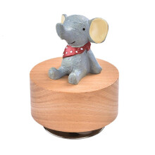 Boîte à musique rotative en bois avec ornement animal (1 pièce)