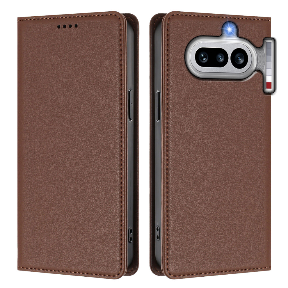 (Brown) Phone Cover For Nothing Phone (4A) Leather Wallet Case Magnetic Closure Rfid Blocking Phone Cover Brown 6914290857999