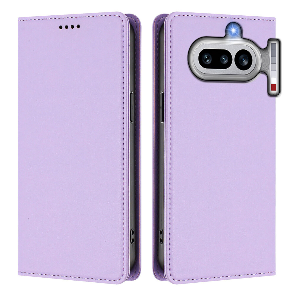 (Light ) Phone Cover For Nothing Phone (4A) Leather Wallet Case Magnetic Closure Rfid Blocking Phone Cover Purple 6914294690691