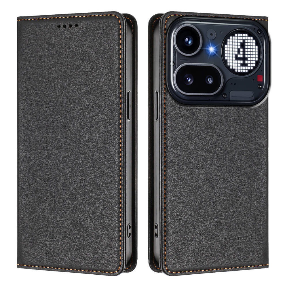 (Black) Phone Cover For Nothing Phone (4A) Pro Leather Wallet Case Magnetic Closure Rfid Blocking Phone Cov Black 6914291306106