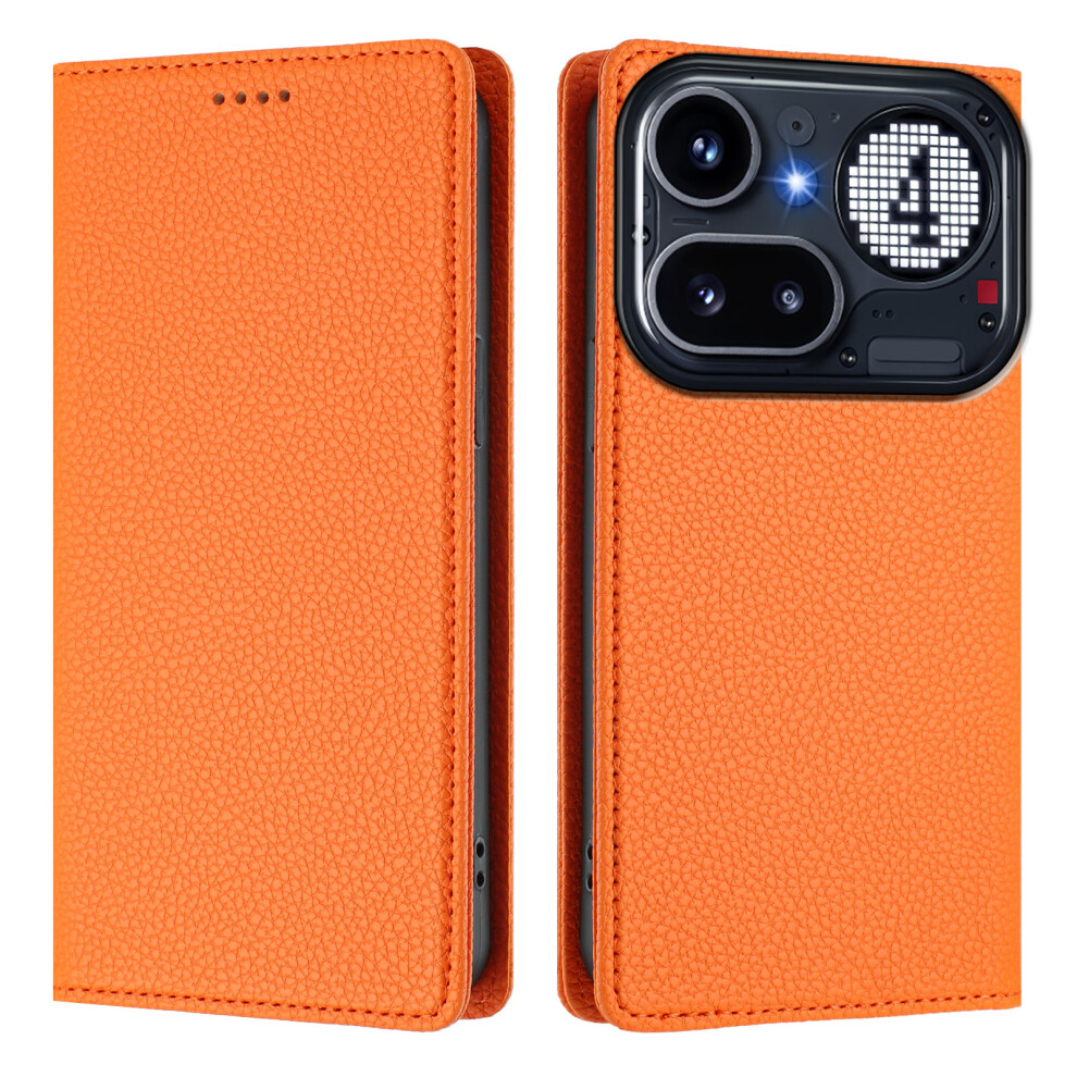 (Orange) Phone Cover For Nothing Phone (4A) Pro Wallet Case Rfid Blocking Litchi Texture Leather Mobile Cove Orange 6914299547488