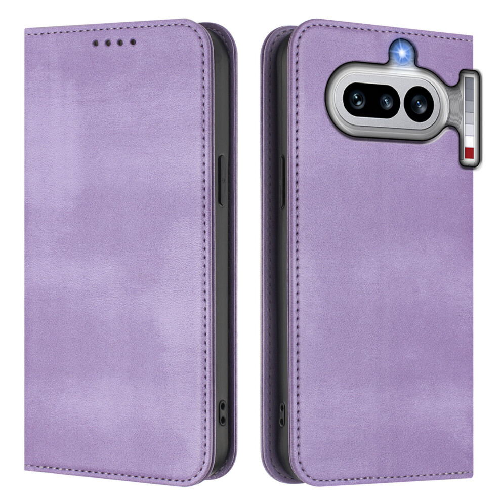 (Light ) Phone Cover For Nothing Phone (4A) Wallet Cases Retro Texture Rfid Blocking Leather Phone Cover Purple 6914292596001