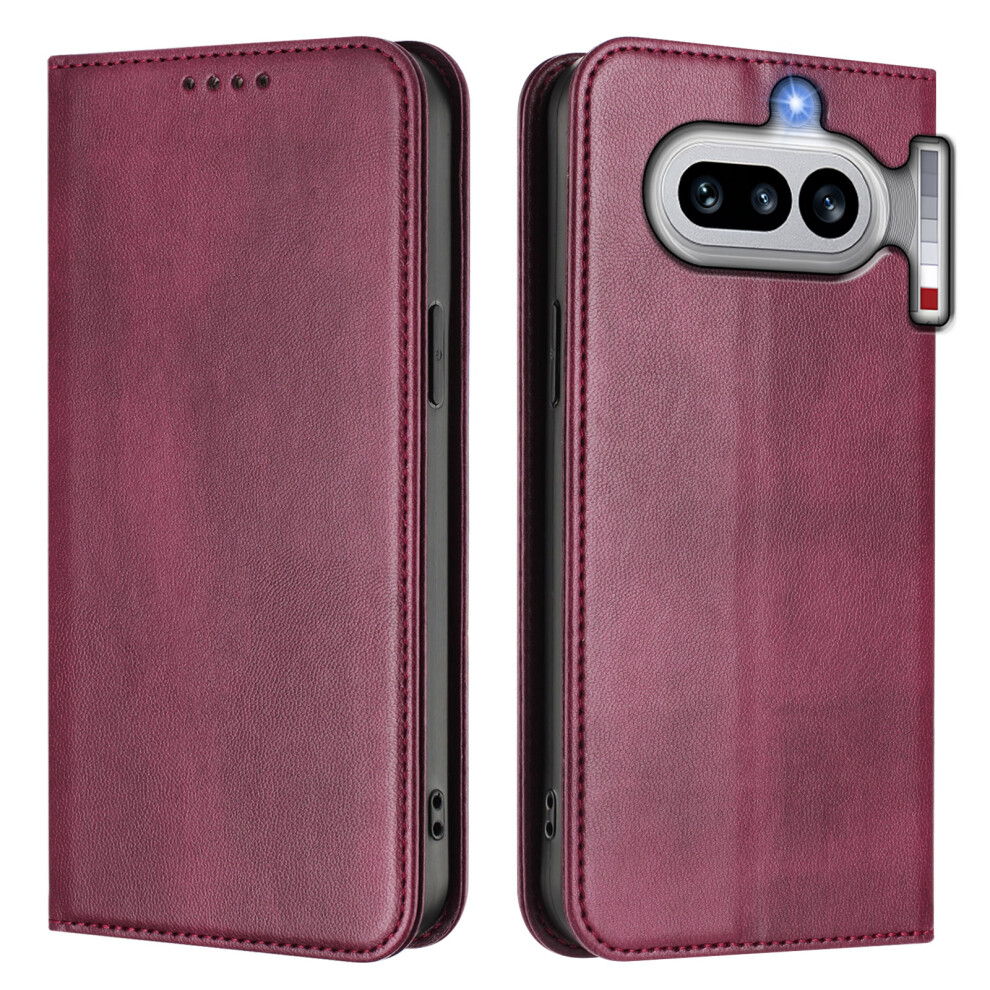 (Wine ) Phone Cover For Nothing Phone (4A) Wallet Cases Retro Texture Rfid Blocking Leather Phone Cover Red 6914296263176