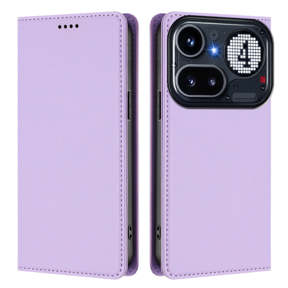 (Light ) Phone Cover For Nothing Phone (4A) Pro Leather Wallet Case Magnetic Closure Rfid Blocking Phone Cov Purple 6914295318907