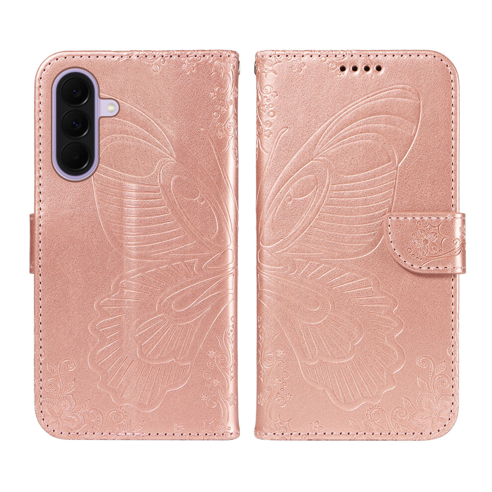 (Rose ) Phone Cover For Samsung Galaxy A27 Case Butterfly Pattern Pu Leather Folio Flip Phone Cover Gold 6914293719171