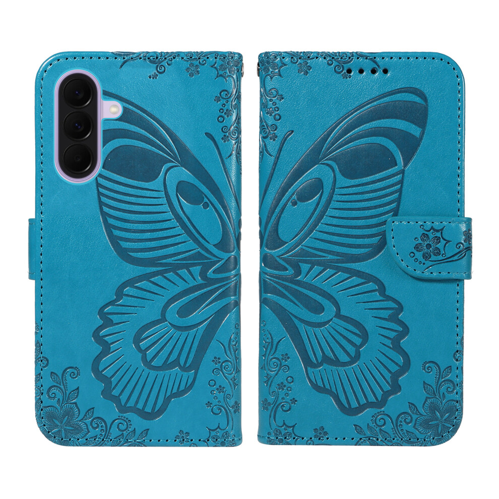 (Blue) Phone Cover For Samsung Galaxy A27 Case Butterfly Pattern Pu Leather Folio Flip Phone Cover Blue 6914292759406