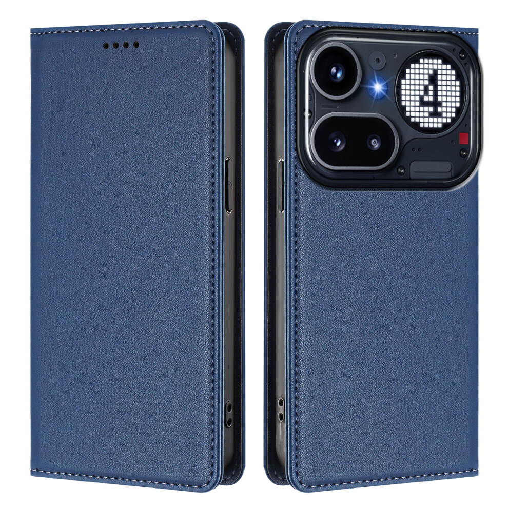 (Dark ) Phone Cover For Nothing Phone (4A) Pro Leather Wallet Case Magnetic Closure Rfid Blocking Phone Cov Blue 6914296624908