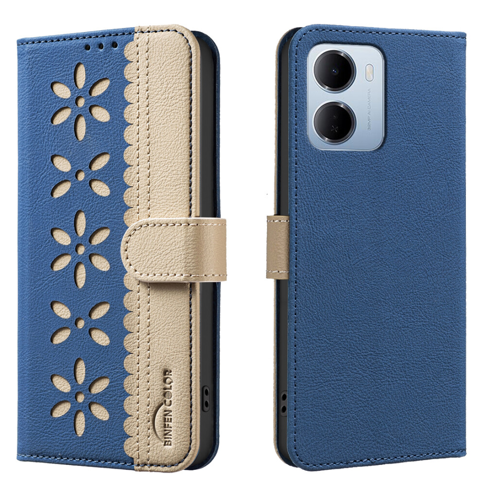 (Dark ) Phone Cover For Xiaomi Redmi 15A 5G Bf36 Leather Case Floral Pattern Phone Cover Rfid Blocking Wa Blue 6914292557125