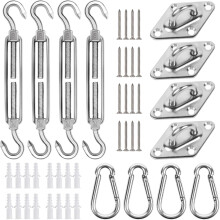 Kit de fixation pour voile d'ombrage, acier inoxydable 304, 52 pièces