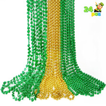 JOYIN 24-teiliges Set St. Patrick's Day Halsketten, 8 grüne, 8 goldene und 8 grüne Kleeblatt-Halsketten