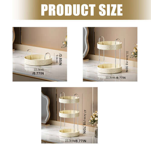 360 Degree Rotating Storage Tray for-cream white Double layer 2
