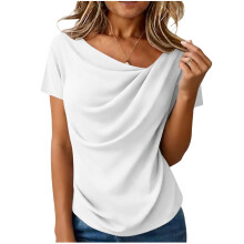 Women’s Short Sleeve Neck Top Soft Lightweight Fabric-White M