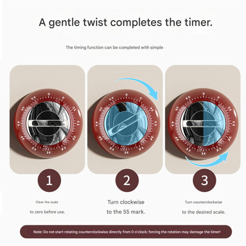 Pack of 3 Portable Wind Up Mechanical Timer Magnetic Mount 1