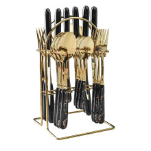Besteckset mit schwarzem Goldrand - 2,1 x 19,6 cm