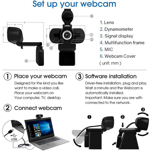 MesaSe720P USB2.0-webcam met microfoon 1