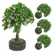 4Pièces Mini Arbres En Plastique Vert Accessoires De Jardin Miniature