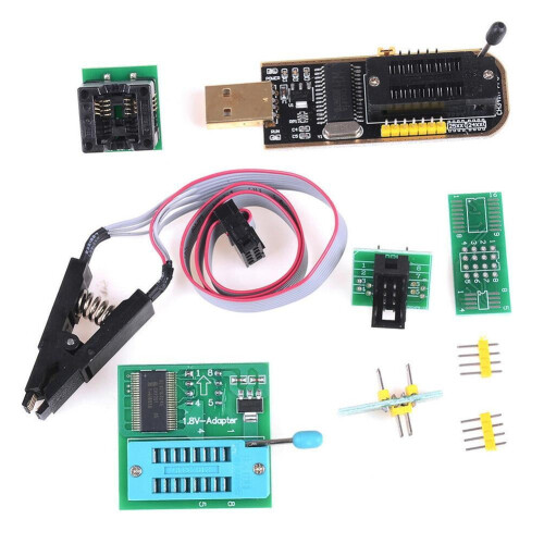 Programmateur USB CH341A avec clip SOIC8 et adaptateur 1,8 V 1