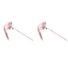 2Pcs Pink Plush Kitten Teaser Cat Toys Interactive Fun for Pets