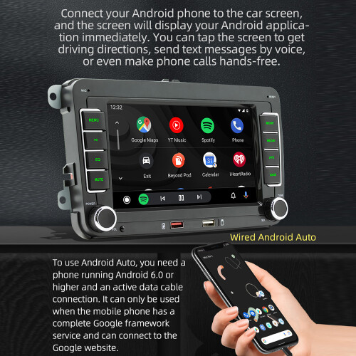 Autoradio da 7 pollici con touchscreen, Bluetooth, CarPlay e 1