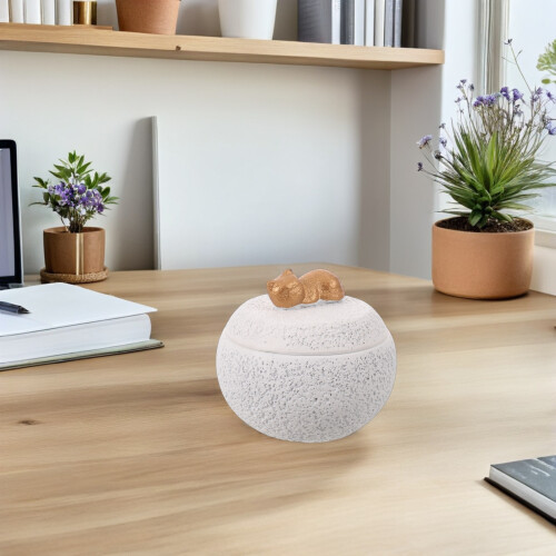 1White Dual-Compartment Ceramic Urn for Pet Ashes and Fur 2