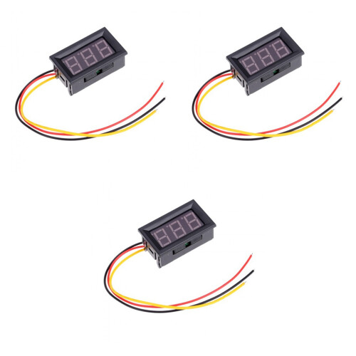 3Stk LCD Dc Voltmeter Schwarz -Draht Digitalanzeige Volt-Messgerät 1