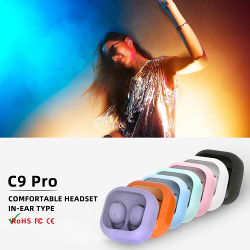 ESULOMP2023Νέο C9pro Bluetooth5.3Ακουστικά Ασύρματα Ενδώτια για Αθλητικά Μίνι Διαφανή 2