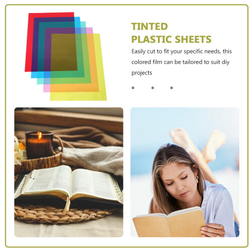 OUNONA Colored PVC Translucent Film Sheets 5 pcs 2