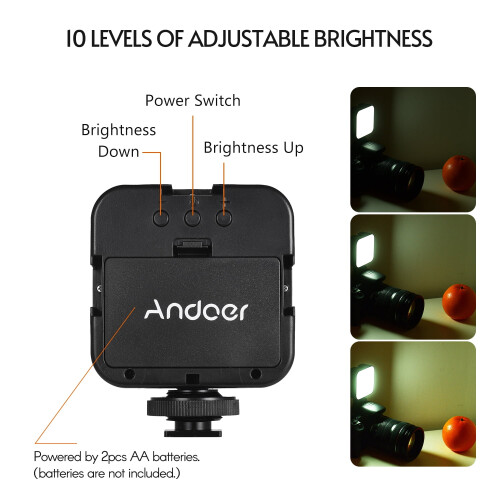Suporte para vlogs Andoer para smartphone com microfone e luz LED 2