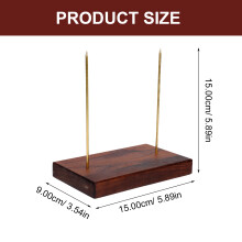 1Pc Desk Bill Fork Silver Receipt Spike Wooden Brass Paper Holder