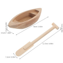 Mini Wooden Canoe Ornament DIY Paintable Small Boat for Home