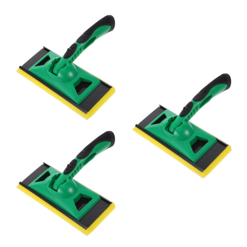 3Pcs Green Floor Cleaning Brushes Flat Pad Ergonomic Handle for Home 2