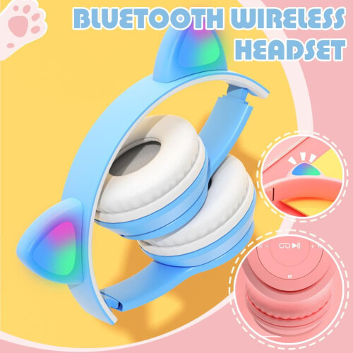 Katteøre Bluetooth-hovedtelefoner Over-Ear Lysende Foldbare 1
